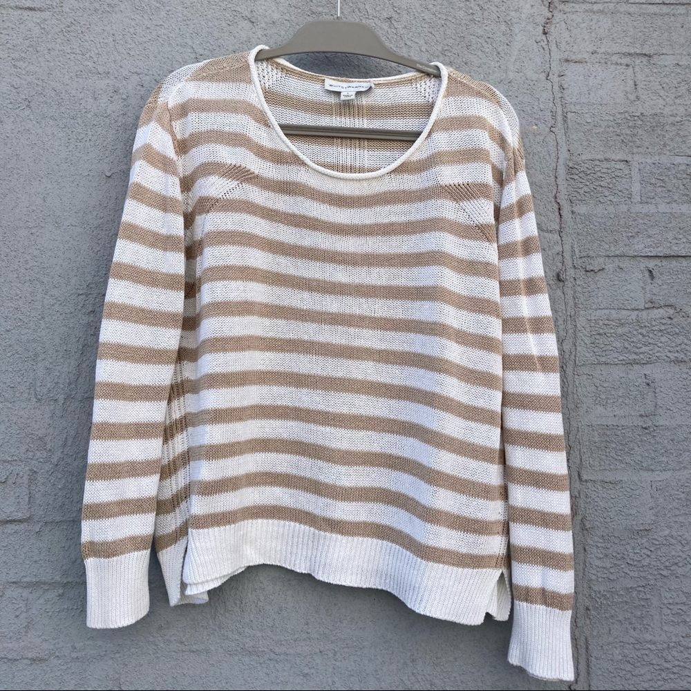 White and Warren Cotton/Linen Sweater, Large
